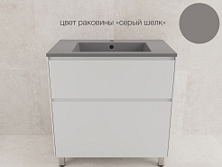 Style Line Тумба с кварцевой раковиной серый шелк Лима 80 Plus эмаль белая матовая – фотография-2